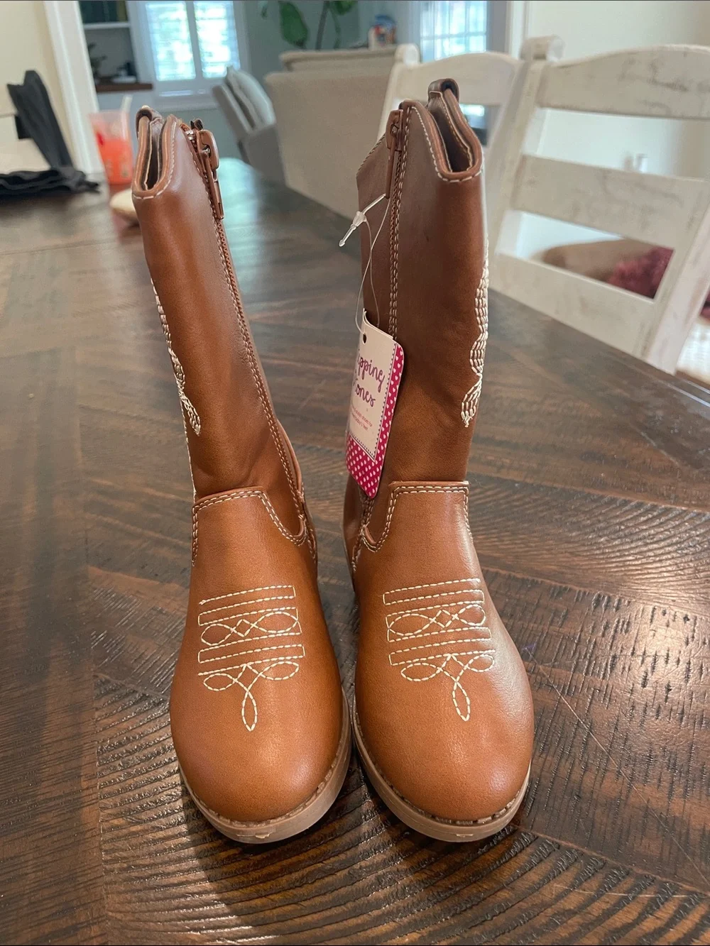 Kids Brown Western Embroidered Pull-On Boots